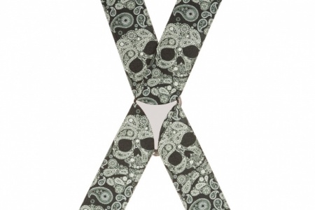Black Paisley Skull Trouser Braces
